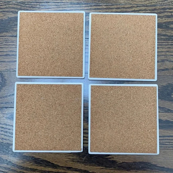 Red Burgundy Red Wine Square Cork Grapes Fruit Coasters Set of 4 - Picture 3 of 10